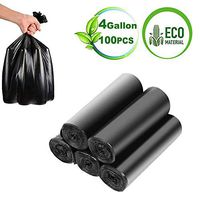 Trash Bags Biodegradable, 4-6 Gallon Garbage Bags Recycling & Degradable Strong Rubbish Bags Bathroom Trash Can Liners for Bedroom Home Kitchen Office Car Waste Bin (100 Counts,Black)