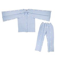 Fityle Blue Men Bedridden Patient Elderly Clothes Cotton Hospital Nursing Tops and Pants Clothes Gowns M L XL XXL - L