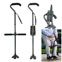 FMXYMC Walking Stick Aluminum Alloy Cane Hand Crutch Elderly Telescopic Four-Legged with Lamp Non-Slip Safe Walking Stick