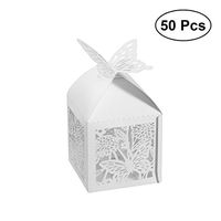 50PCS Hollow Die-Cut Butterfly Favor Boxes Wedding Candy Boxes Wedding Gift Boxes - White