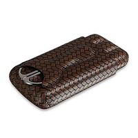 Lxc Smoking Set/Travel Portable Cigarette Case Can Hold 3 Cigars Leather Cigar Tube Cigar Scissors Men's Gift Box Black Brown Mute (Color : Brown)