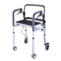 Walkers Locked Aluminum Alloy Double Armrest Folding Wheel Elderly Disabled Walking Auxiliary Four-Legged Stick 53.5cm52cm85cm MUMUJIN