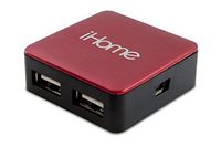 iHomeTravel Sub Hub, 4 Port,Red