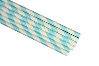 12 Pack Eco-Friendly 7.75" Light Blue Stripped Paper Straws