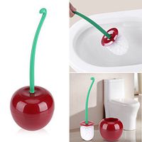 Zetiling Toilet Brush, Cherry Shape Compact Freestanding Plastic Toilet Bowl Brush and Holder Suit for Bathroom Cleaning