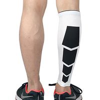 Calf Compression Leg Sleeve Shin Guard Support Socks for Running Cycling Hiking Badminton Football Size XL (White)