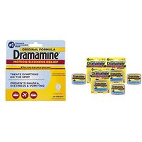 Dramamine Original Formula Motion Sickness Relief | 36 Count and Dramamine Motion Sickness Relief for Kids, Chewable Grape, 8 Count, Pack of 3