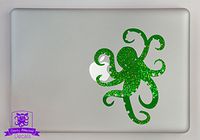 Overly Attached Decals Octopus Specialty Vinyl Decal Sized to Fit A 15" Laptop - Green Metal Flake