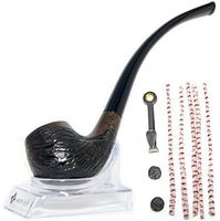 ShowJade Tobacco Pipe Bent Handmade from Indian Ebony with Unique Patterns