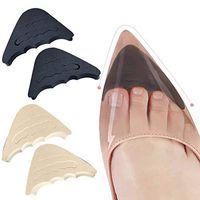 Ponacat 4 Pairs Shoe Filler Adjustable Toe Inserts for Too Big Shoes for Women Men High Heels Flats Sneakers Black Beige