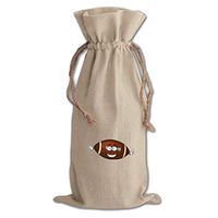 Football Ball Face And Hands Style 2 Cotton Canvas Wine Bag, Cotton Drawstring