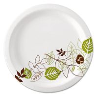 Dixie UX9WSPK Pathways Mediumweight Paper Plates, 8 1/2", WiseSize, Green/Burgundy, 125/Pack
