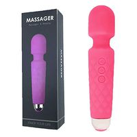 MIYUTU Waterproof Handheld Manual Massage Sticker, Powerful Vibrate Wand Massager with 20 Magic Vibration Modes, Cordless for Neck Shoulder Back Body Massage, Sports Recovery Muscle Aches Tool -Pink