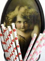 Aardvark Pink Valentine Hearts Paper Drinking Straws (Qty of 100)