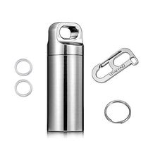 Wing Enterprises Titanium Keychain Pill Holder, Waterproof Portable Emergency Nitro Aspirin Pill Fob Container,Ultra Compact Design + Snap Hook+ Tight Seal O-Ring,L