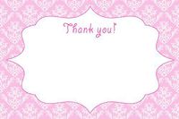 30 Blank Thank You Cards Notes Pink Damask Girl Birthday Baby Shower + 30 White Envelopes