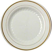 Masterpiece MP91PREM 9" (229 mm) Round Plate (Pack of 120), Ivory Printed Gold