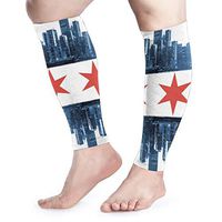 BLongTai Chicago Flag Skyline Calf Compression Sleeve Men Womens Running Leg Sleeve for Shin Splint Muscle Pain Relief (1 Pair)