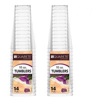 Squarete Hexagons Crystal Clear Hard Plastic 10oz Square Party Tumblers/Cups 14 Count Pack Of 2 (28 Cups Total)