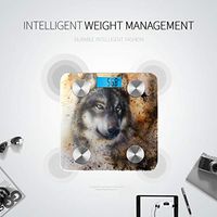 Bluetooth Home Scale Alsatian Dog Painting Abstract Spots Electric Scales for Weight Body Fat Composition Monitor Analyzer with Smartphone App for Body Management-396lbs