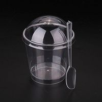 Kicode 390ML Disposable Mini Dessert Cups Clear Plastic Parfait Glasses with Snap-on Lid Food Containers and Tasting Spo