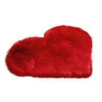 TbpersicwT Home bedroom carpet door mat, Fluffy Love Heart Shape Plush Rug Anti-Slip Carpet Door Mat Home Bedside Decor - Red 4050