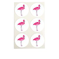Watercolor Pink Flamingo Stickers, Round Envelope Seals, Party Favor Labels, Cupcake Toppers for Summer Themed Parties, by Once Upon Supplies, 1.5 Inches, 30 Stickers