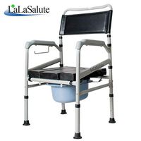 Bedside Commodes Commode Chair Carbon Steel Reinforced Foldable Adjustable Commode Chair Portable Toilet Chair for The Elderly Disabled (Color : Silver)