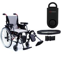 Karman S-Ergo 305 Ultra Lightweight Ergonomic Wheelchair | Upgraded to Elevating Legrests | Seat Size 16" X 17" | Frame Color Rose Red & Free 130 dB Black Safety Alarm! + Black Belt!
