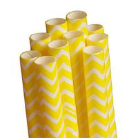 10 ct. Yellow Chevron Paper Straw | Quantity: 10 | Length - 7 3/4" | Diameter - 1/4"