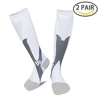 Dabenie Compression Socks for Men & Women (2 Pair), Compression Stockings (20-30 mmHg) for Running, Medical,Flight Travel, Pregnancy, Shin Splints, Circulation & Recovery - White
