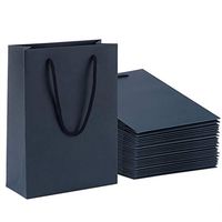 Sdootjewelry Navy Gift Bags, Kraft Paper Gift Bags with Handles, 50 Pack Heavy Duty Matte Tote Paper Bags, 7.5 x 3.1 x 10.2" Shopping Bags, Kraft Bags, Party Bags, Retail Bags