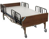 Drive Medical 15302bv-Pkg Full Electric Heavy Duty Bariatric Hospital Bed, with Mattress & 1 Set of T Rails & Free Opc Medical Utility Bag