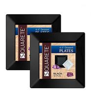 Squarete 6.5'' inch Black Dessert Plates Party Plates Heavy Duty Plastic Elegant Disposable 10 Dessert Plates Per Package Pack Of 2