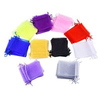 NUOLUX 100PCS Organza Pouches Jewelry Organizer Wedding Party Favor Drawstring Organza Gift Bags 10 12 CM
