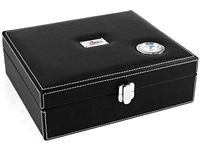 Nibo 25 Count Black Faux Leather Cigar Humidor with Outside Hygrometer