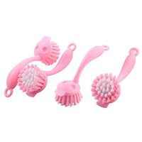 uxcell Plastic Kitchenware Cookware Pot Pan Stockpot Grill Cleaning Scrub Brush 4pcs Pink
