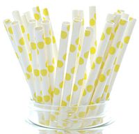 Food with Fashion Yellow Polka Dot Party Straws (25 Pack)