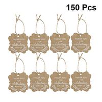 Amosfun 150pcs Thank You Tags Kraft Tags Gift Wrap Lables for Wedding Anniversary Birthday Baby Shower Party Favors
