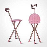 GZYYY Canes Stool for Men and Women Fashionable Collapsible Walking Cane with Seat Attached Three Tips Prongs Heavy Duty Adjustable Folding Light Weight with T Handle Aluminum Pink