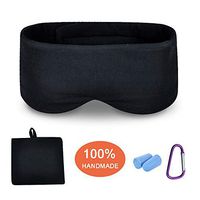 Modal Cotton Travel Sleep Mask, Eye Mask with Longer Adjustable Strap for Women Men and Kids, Fully Coverage with Earplugs, Hanger and Travel Pouch, Black