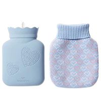 Silicone Hot Water Bottle Female Student Injection Water Hand Warmer Mini Water with You (Color : Blue)