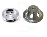 Polished Short Water Pump Pulley & For SBC Chevy Aluminum Crank Pulley Double 2 Groove