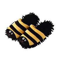 Frjjthchy Dust Cleaning Mop Slippers Microfiber Mopping Shoes for Men Women (Women 4.5-5.5, Honeybee)