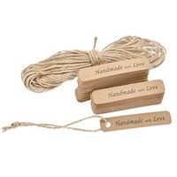 Qlychee 100 Handmade with Love Tags Kraft Paper Decorative Labels with Jute Rope 10M