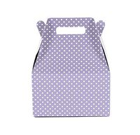 12CT (1 Dozen) Medium Biodegradable Kraft/Craft Favor Treat Gable Boxes (Medium, Polka Dot Lavender)