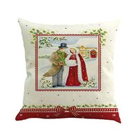 Kaiye Decorative Pillow Cover Xmas Print Square Line Zip Pillowcases Sofa Bed Car Cushion Cover, 18" x 18"