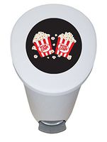 The Furniture Cove New 2.6 Gallon White Plastic Step Trash Can Waste Basket Featuring the Choice of Your Favorite Novelty Themed Logo - FREE Trash Liner Included (Black Popcorn)