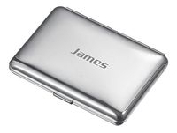 Visol Liam Chrome Plated Metal Cigarette Case - Holds 14 Regular Sized Cigarettes with Free Laser Engraving