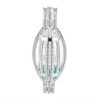 10pcs Bright Silver Football Soccer Charms Pearl Cage Locket Beads Cage Pendant Jewelry Making Supplies-for Oyster Pearls, Essential Oil Diffuser, Fun Gifts (Football)